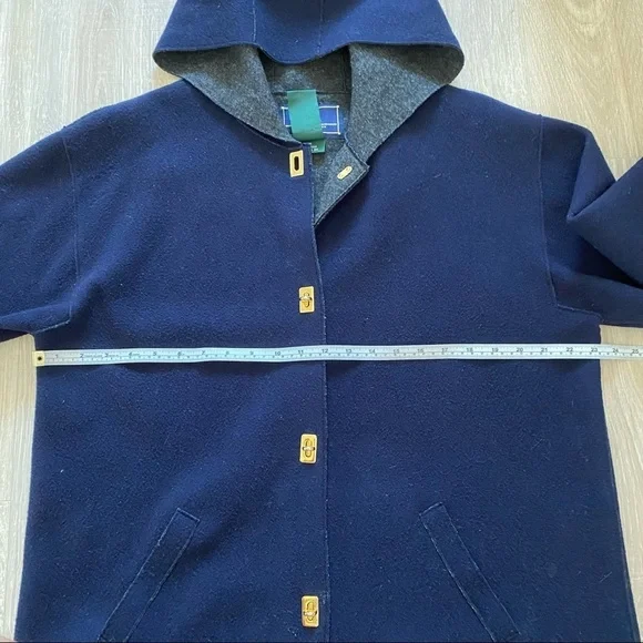 Lauren Ralph Lauren Navy Wool Hooded Jacker Coat Sz PL - Picture 4 of 7